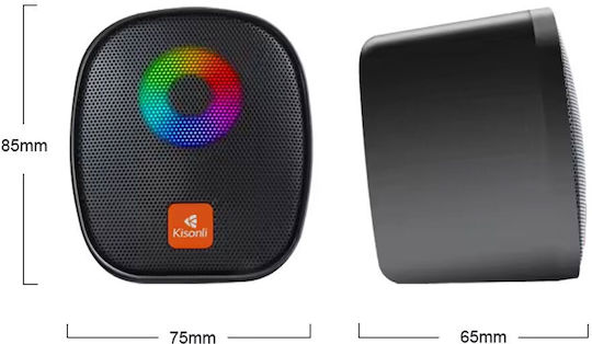 Kisonli X11 Ηχεία Υπολογιστή 2.0 με RGB Φωτισμό και Ισχύ 3W Μαύρα