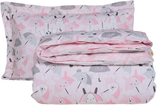 Das Home Umbrella Panta Set Kinderbettbezug Einzel mit Kissenbezug Pink-white-grey 160x240cm