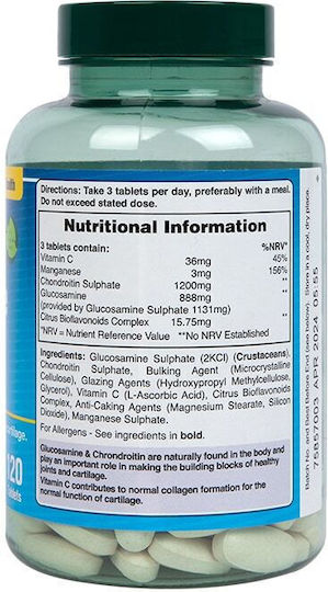 Holland & Barrett Sulfat de Glucozamină + Condroitină 120 Comprimate