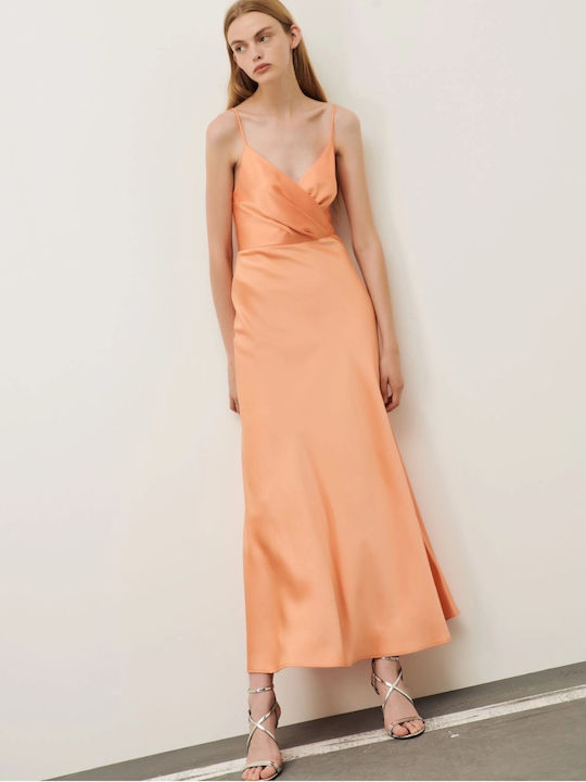 Summer Maxi Evening Satin Pink Dress