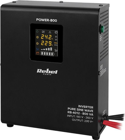 Rebel UPS 800VA 500W με 2 Schuko Πρίζες