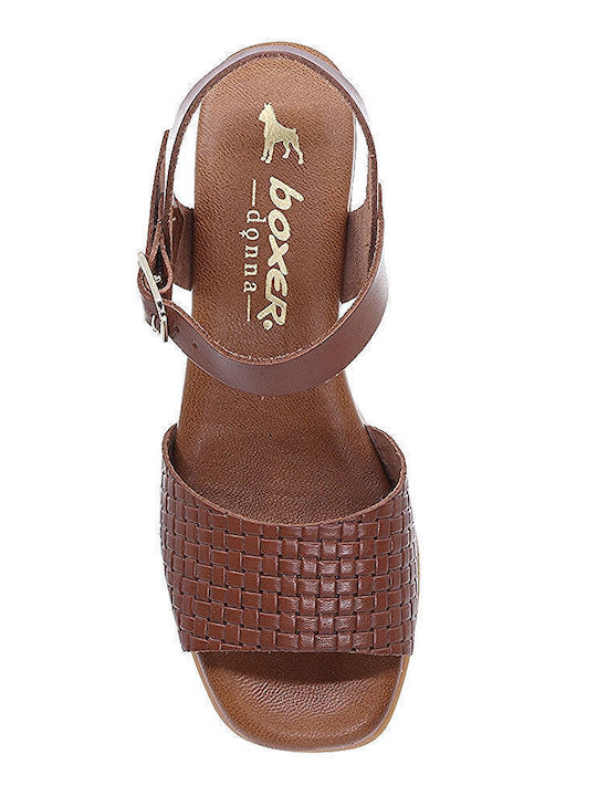 Boxer Leather Women's Sandals Tabac Brown