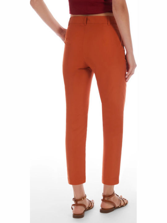 Women's Fabric Trousers Regular Fit Orange