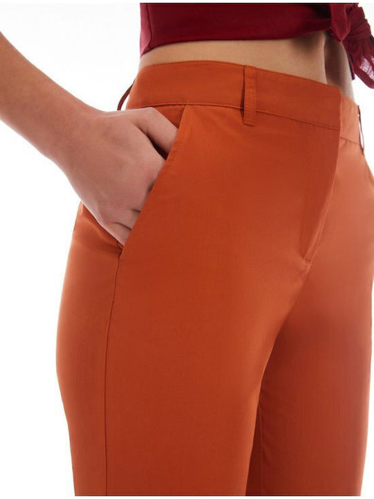 Women's Fabric Trousers Regular Fit Orange