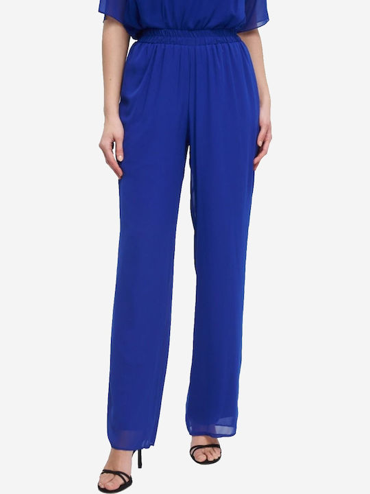 Damen Stoff Hose mit Gummizug Blau