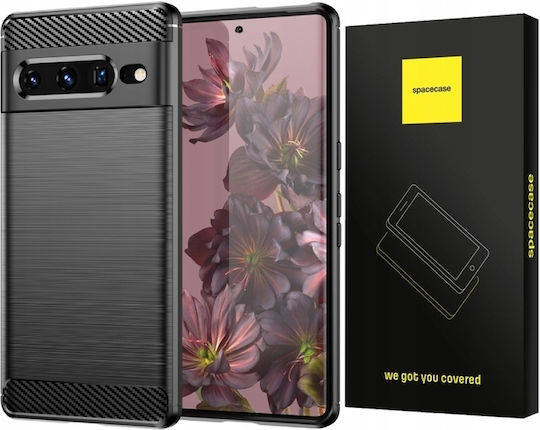 Spacecase Carbon Задна корица Силикон Черен (Google Pixel 7 Pro)