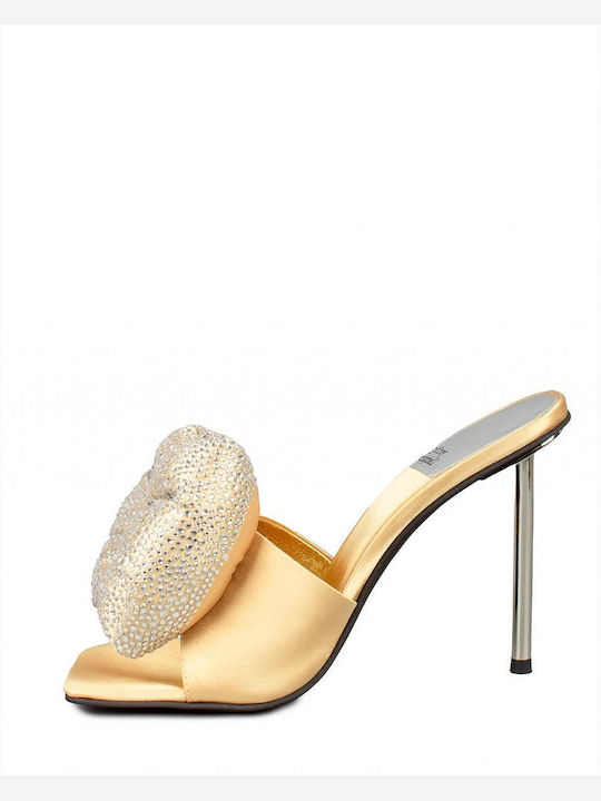 Jeffrey Campbell Bow-down Mules mit Absatz in Gold Farbe