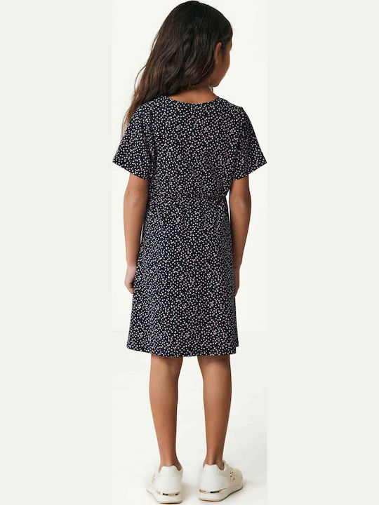 Children's Dress Short Sleeve Polka Dot Blue-pink
