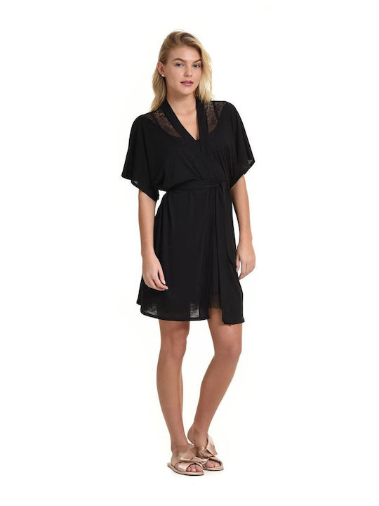 Miss Rosy Women's Infinity Robe Schwarz