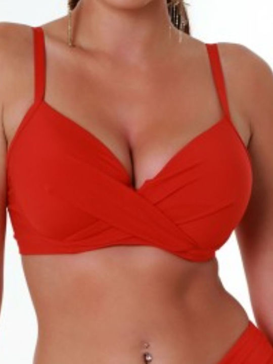 Bluepoint Underwire Triangle Bikini Top with Adjustable Straps Red