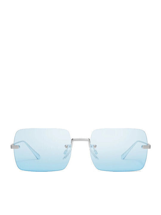 Quay Australia Sunglasses Silver with Metal Frame & Light Blue Lens Quay Australia Sunglasses Silver with Metal Frame & Light Blue Lens