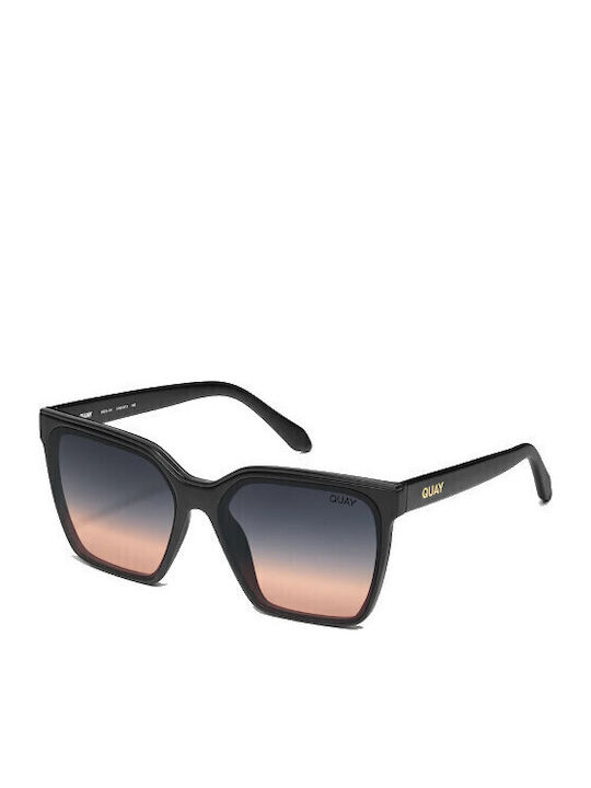 Quay Australia Damen Sonnenbrille mit Schwarz Kunststoff Gestell und Mehrfarbig Verlaufsfarbe Linse LEVELUP-MTBLK/BLKCORE