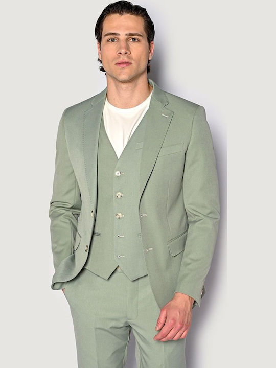 Men's Summer Suit with Vest Slim Fit Mint