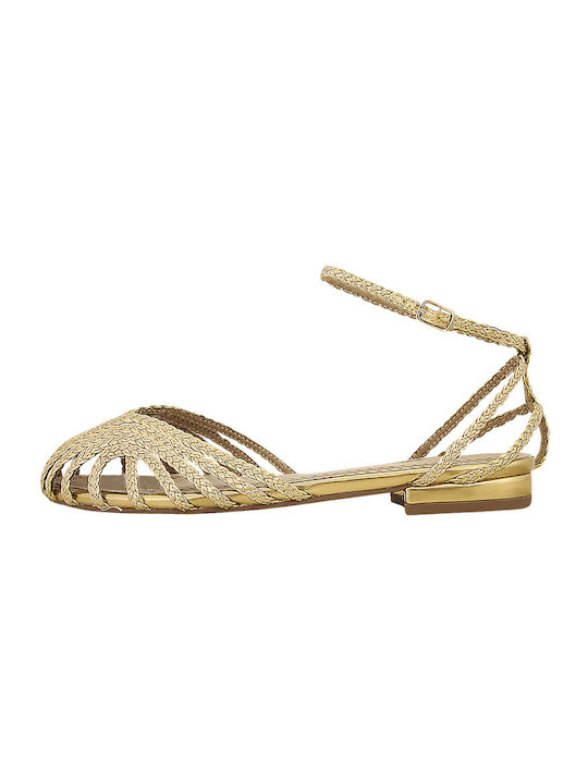 Corina Leather Ballerinas Gold