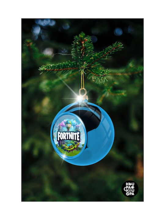 Fortnite Land Christmas Hanging Ball Ornament Plastic Blue With Gold Dust With Beads Blue