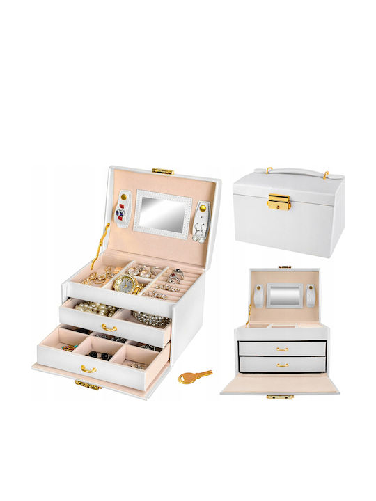 Jewellery Box Made of Faux Leather with White Mirror 17.5x13.8x13.5cm