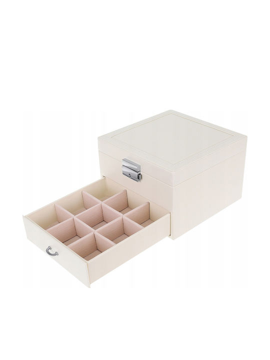 Jewellery Box with Mirror White 16x16x11cm