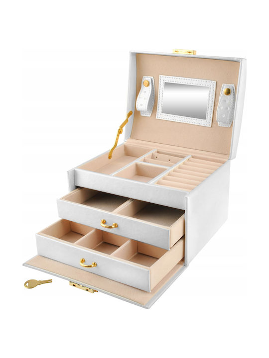 Jewellery Box Made of Faux Leather with White Mirror 17.5x13.8x13.5cm