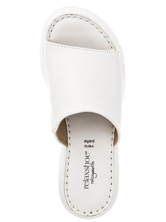 Γυναικείες Παντόφλες 580-24002 Δέρμα Λευκό Relaxshoe