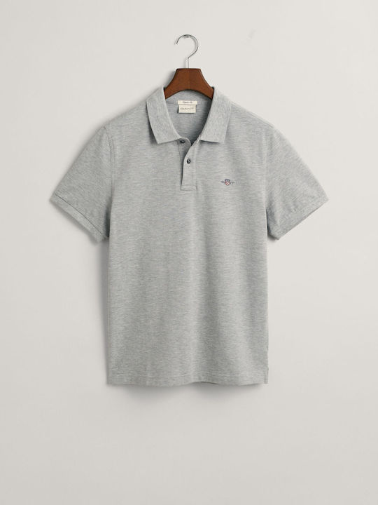 Shield Pique Polo Short Sleeve Blouse Grey Melange