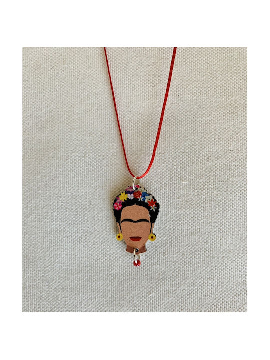 Wooden necklace Frida Kahlo Motif necklace