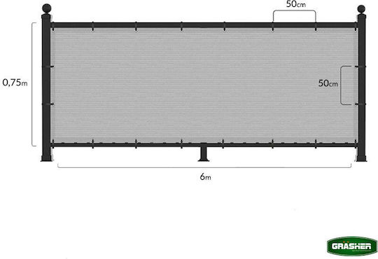 Grasher Rectangular Shade Divider Gray With Hoop 1.2x6m 160gr/m²