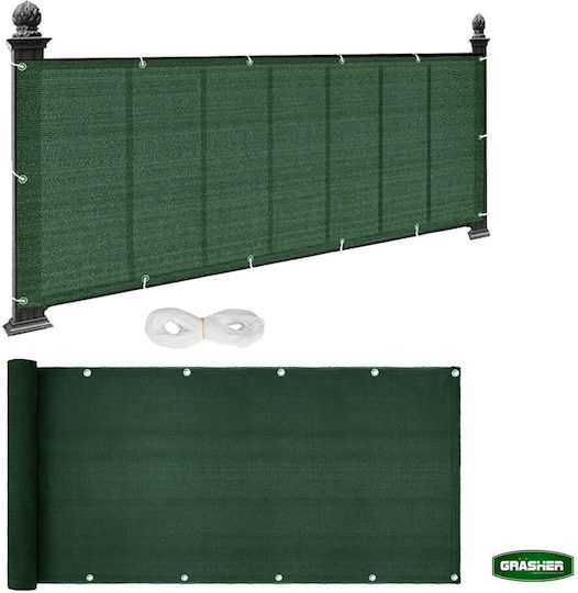 Grasher Rectangular Shade Divider Green With Hoop 1.5x6m 160gr/m²
