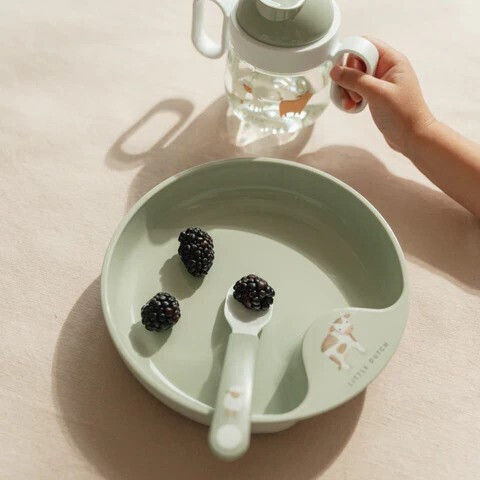 Little Dutch Baby Set with Spoons Little Farm made of Plastic Green 2pcs