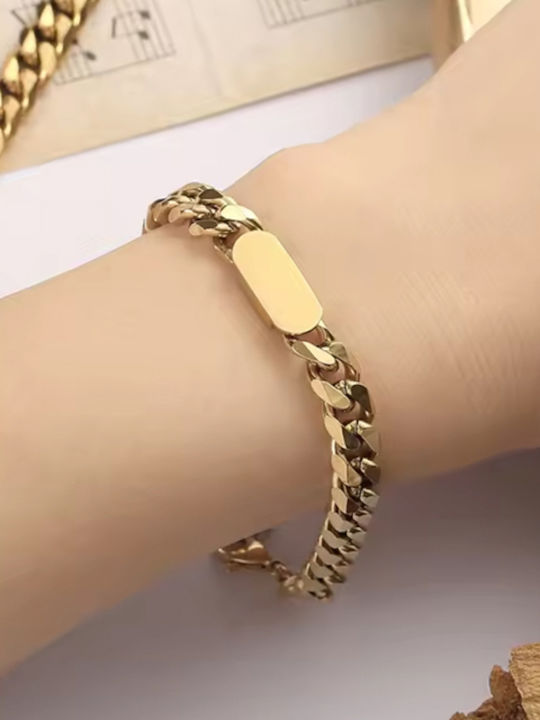Bode Chain Hand made of Steel Gold-plated Wide Thickness 8mm