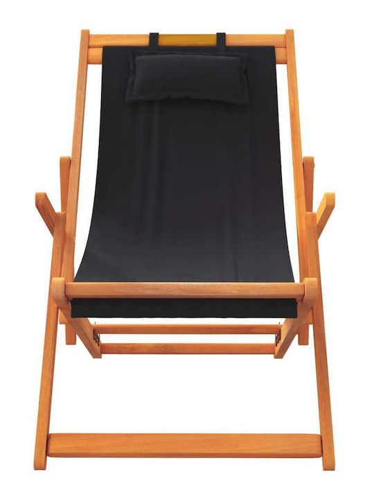 Liegestühle Holz mit Schwarz Stoff 2Stück 60x112x81cm