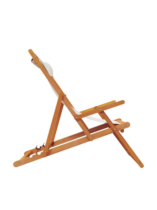 Deckchairs Wooden with Beige Fabric 2pcs 60x112x81cm