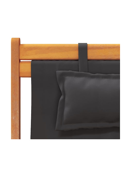 Liegestühle Holz mit Schwarz Stoff 2Stück 60x112x81cm