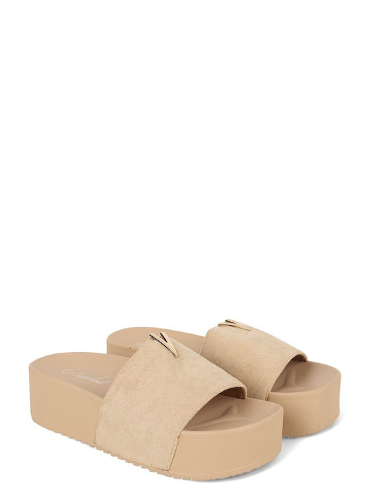 DOT Women's Flat Sandals Flatforms in Beige Color