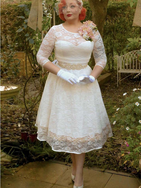 Vintage Bridal Λευκό Φόρεμα Δαντέλα