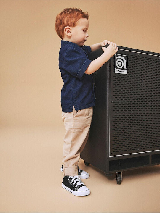 Kinder Hemd Kurzarm Denim Dunkelblau
