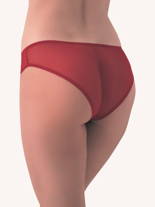 Women's Bikini Panties Bikini Seethrough Design Front Crimson 2 pcs