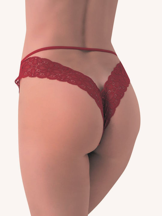 Women's Brazilian Brazilian Panties Lace Lace Design Crimson