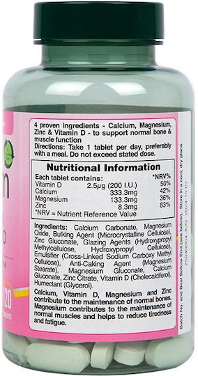 Holland & Barrett Calciu + Magneziu, Zinc și Vitamina D 120 Comprimate