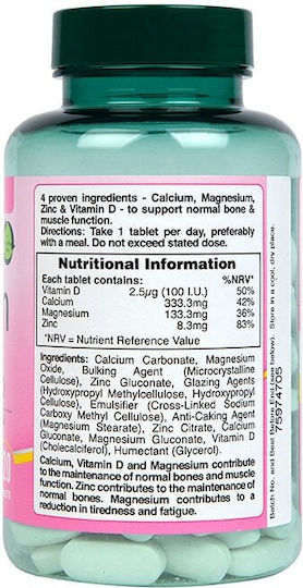 Holland & Barrett Vegan Calcium +Magnesium, Zinc & Vitamin D 333mg 120 Registerkarten