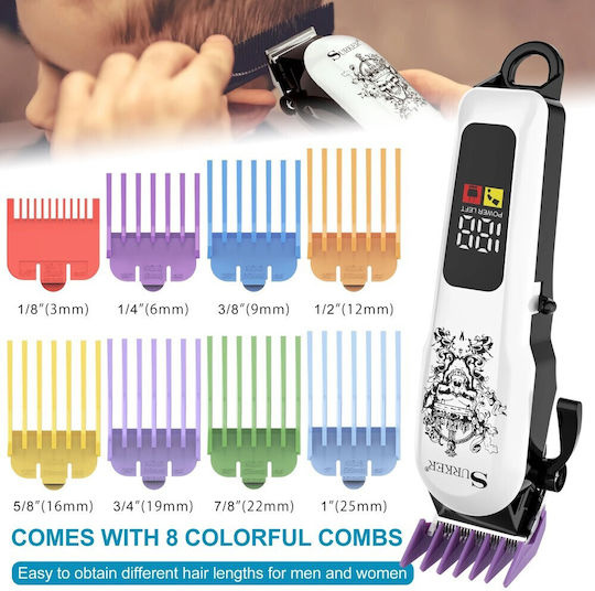 Surker Professional Rechargeable Hair Clipper White SK-309
