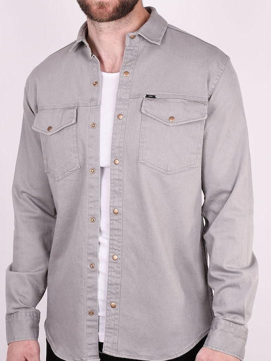 Kedi Men's Shirt Long Sleeve Denim Grey