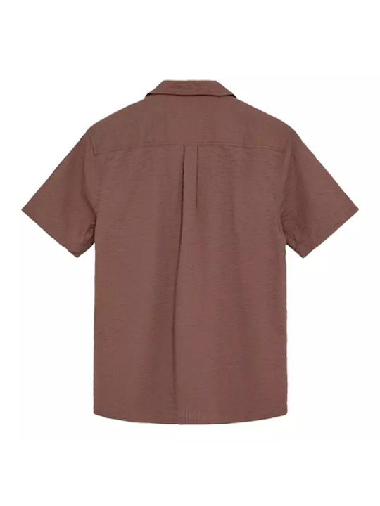 Anerkjendt Akleo Men's Shirt Short Sleeve Cotton Cognac