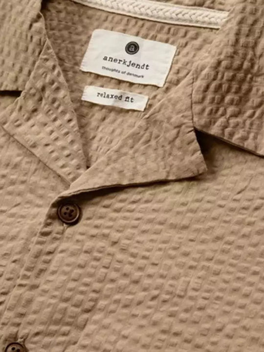 Akleo Short-sleeved Linen Shirt Beige