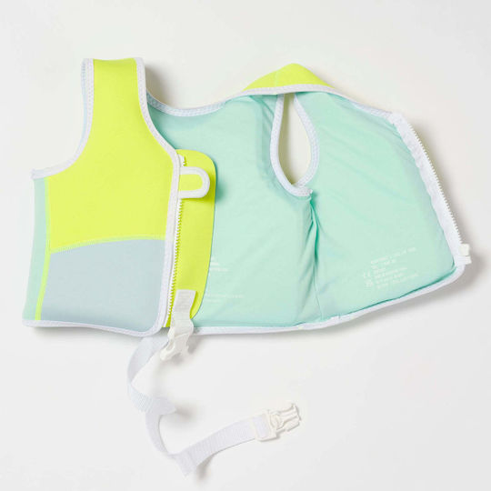 Sunnylife Kids' Life Jacket Neoprene Turquoise Salty the Shark Aqua Neon Yellow