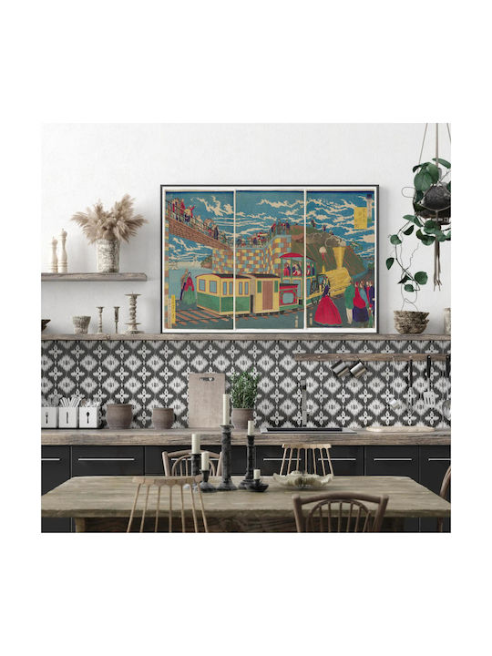 Famous Places In Tokyo, Takanawa: Picture Of Complete Picture Of A Steam Locomotive And Railroad (1871) By Tsukioka Yoshitoshi Painting on Canvas 50x80cm