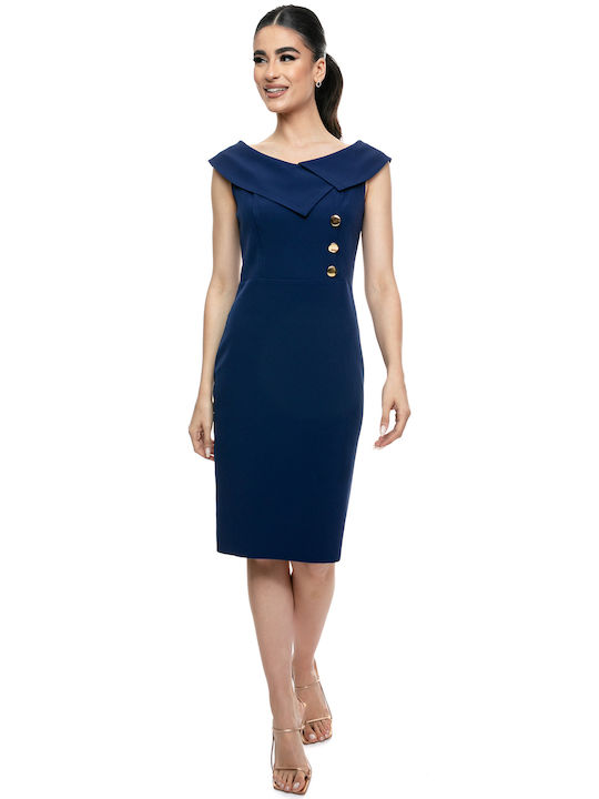 Rochie roșie Midi Silhouette Rochie de aur butoane decorative butoane formale și elegante