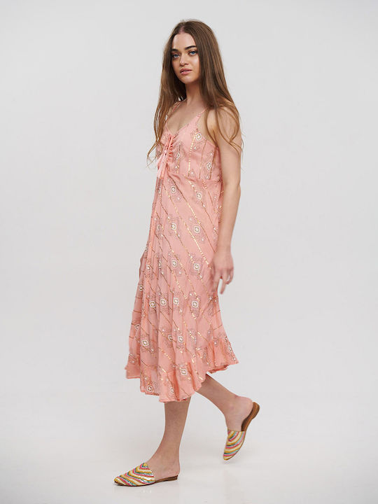 Ble Resort Collection Maxi Βραδινό Φόρεμα Σομόν