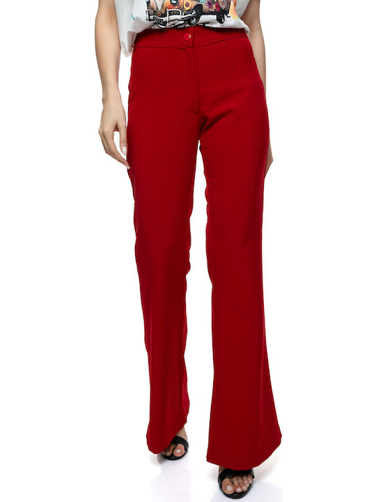 RichgirlBoudoir Damen Krepp Hose Schlaghose RED