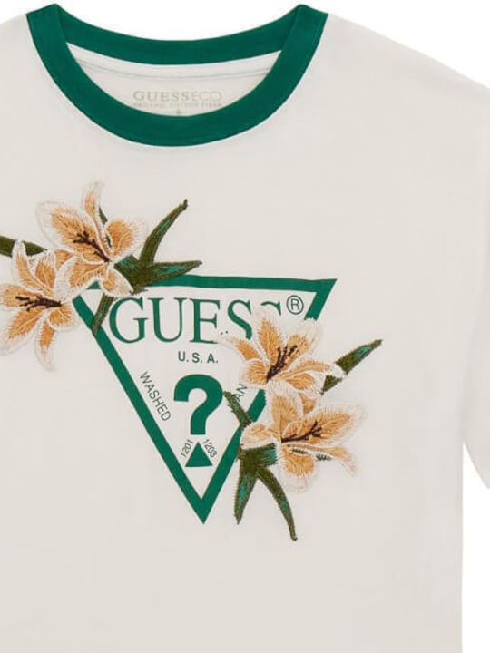 Guess Παιδικό Crop Top Κοντομάνικο λευκό