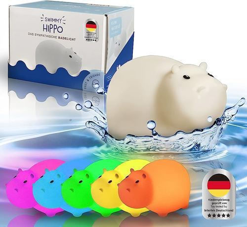 Mega Light Swimmy Hippo, Φωτιστικό Αδιάβροχο με Εναλλαγές Χρωματισμών Παπάκια Μπάνιου